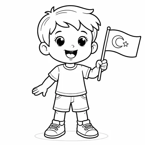 23 Nisan Cocuk, yazdırılabilir siyah beyaz boyama sayfası