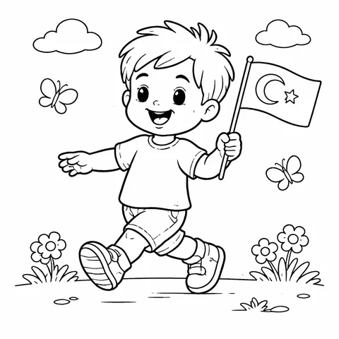 23 Nisan Marşı, yazdırılabilir siyah beyaz boyama sayfası