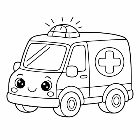 Ambulance, printable black and white coloring page