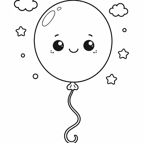 Big Balloon, printable black and white coloring page