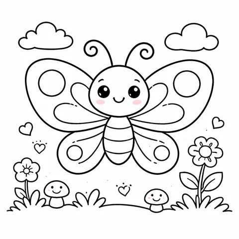 Big Butterfly, printable black and white coloring page