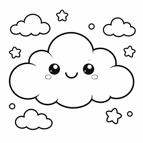 Big Smiley Cloud, printable black and white coloring page
