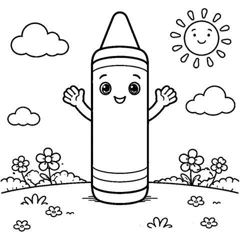 Big Crayon, printable black and white coloring page