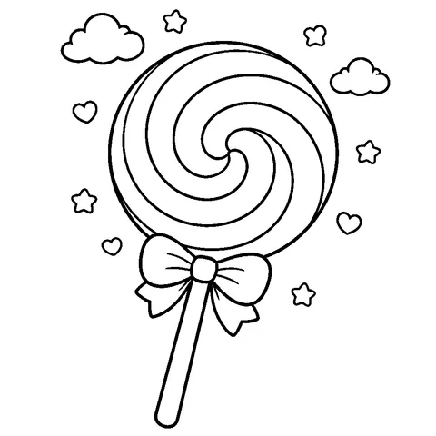 Big Lollipop, printable black and white coloring page