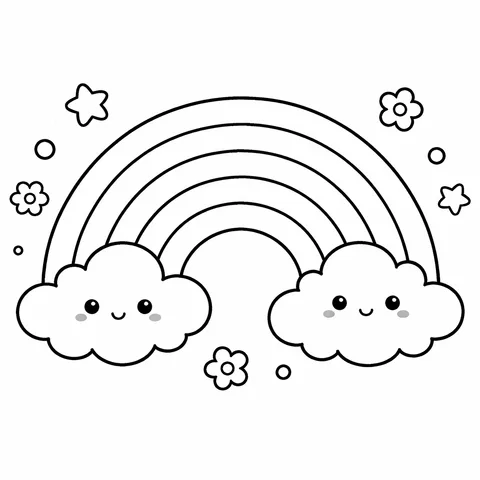 Big Rainbow, printable black and white coloring page