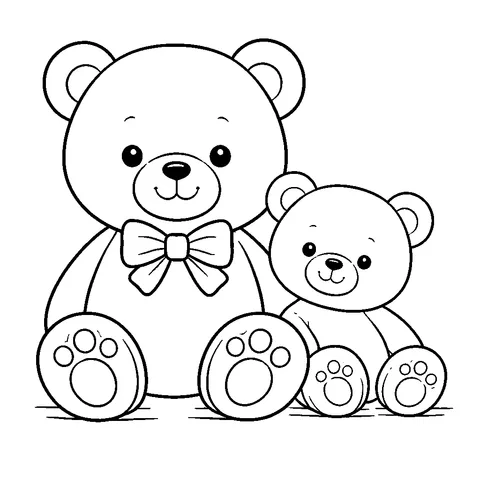 Big and Small Bears, printable black and white coloring page