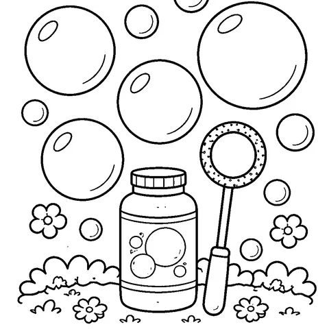 Bubble Wand, printable black and white coloring page