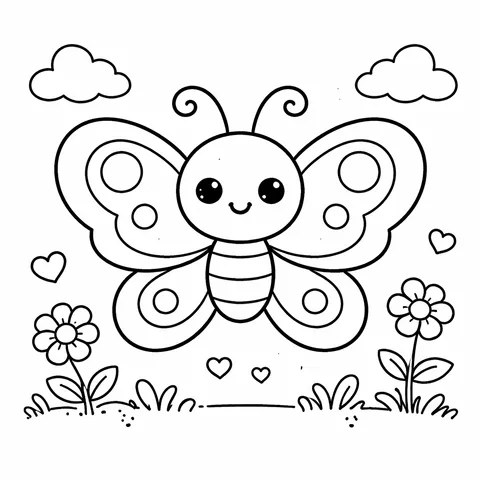 Butterfly, printable black and white coloring page