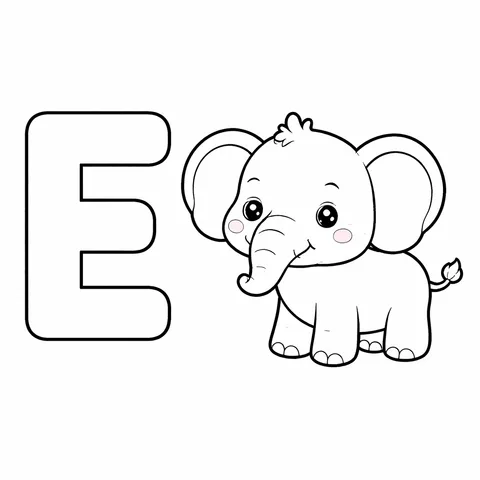 Capital Letter E, printable black and white coloring page
