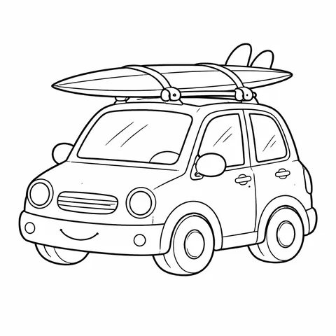 Car With Roof Rack, printable black and white coloring page