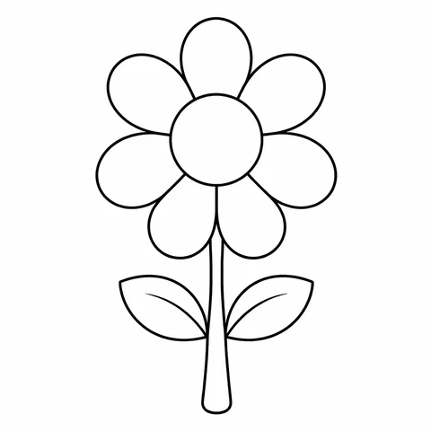 Circle Flower, printable black and white coloring page