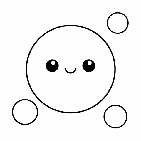 Circle With Smiling Face, printable black and white coloring page