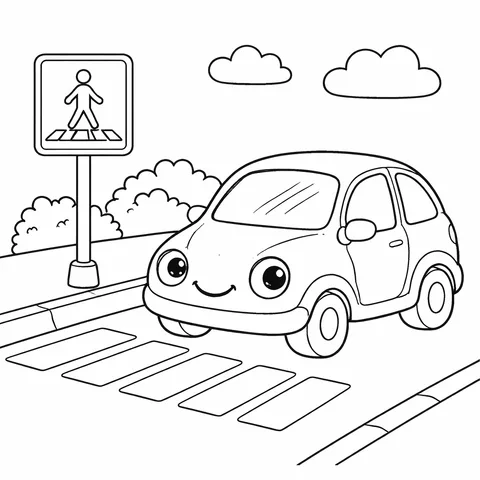 City Bus Car, printable black and white coloring page