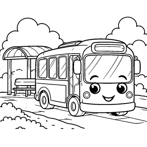 City Bus, printable black and white coloring page