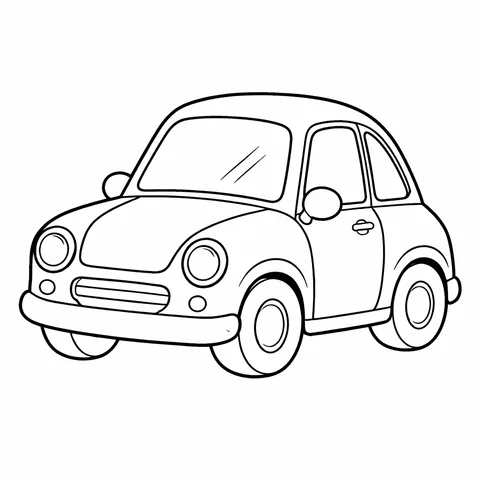 Classic Round Car, printable black and white coloring page