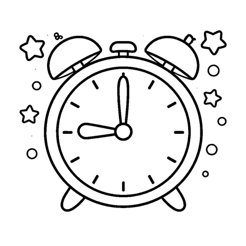 Blank Clock, printable black and white coloring page