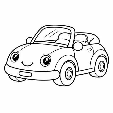 Convertible Car, printable black and white coloring page