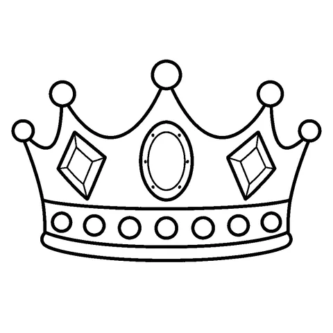 Crown and Jewels, printable black and white coloring page