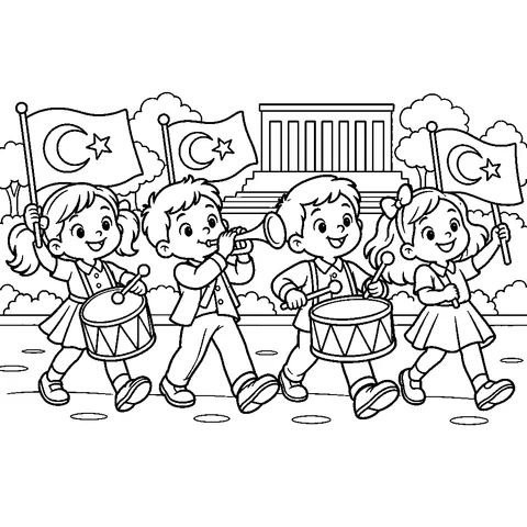 Cumhuriyet Marşı, yazdırılabilir siyah beyaz boyama sayfası