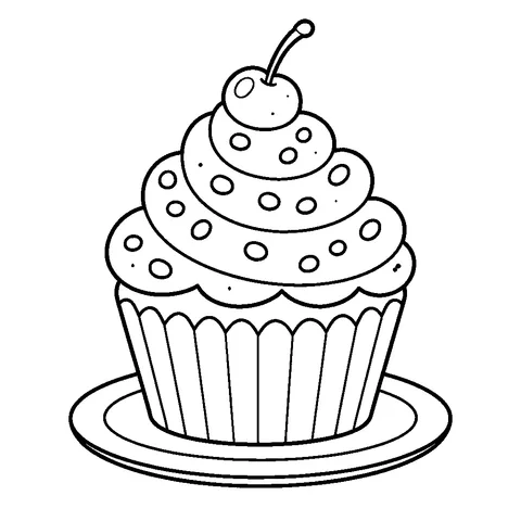 Cupcake with Sprinkles, printable black and white coloring page