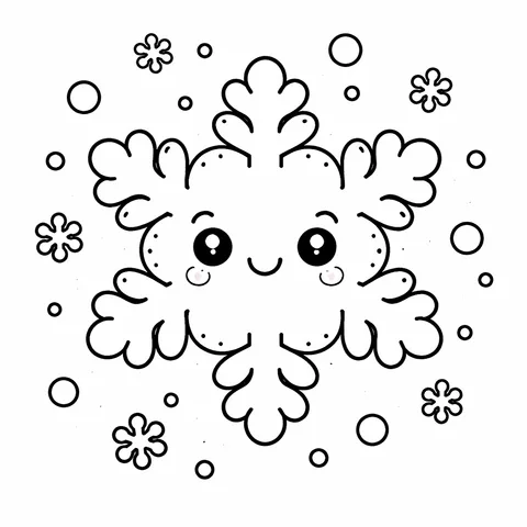 Cute Snowflake, printable black and white coloring page