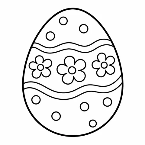 Decorated Egg, printable black and white coloring page