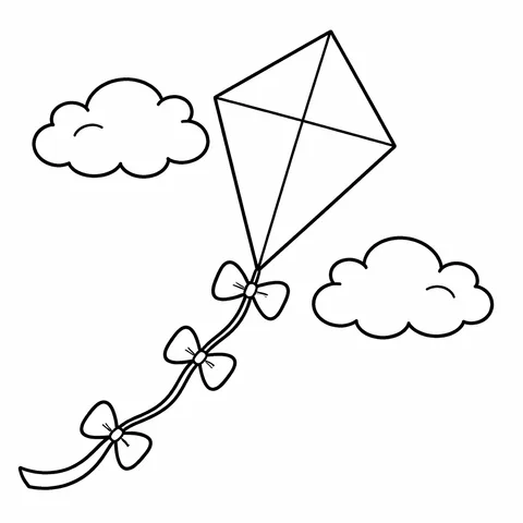 Diamond Kite, printable black and white coloring page