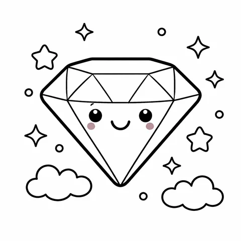 Diamond, printable black and white coloring page