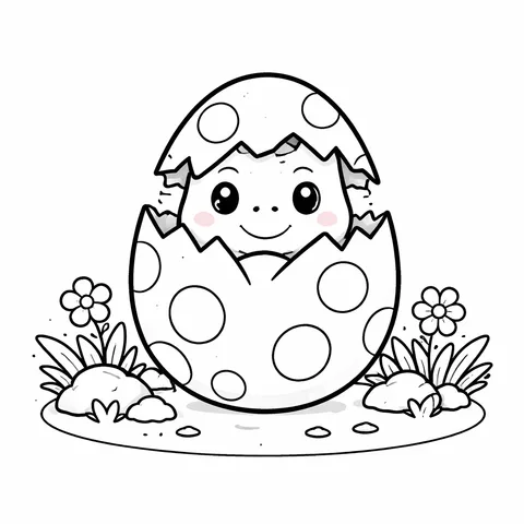 Dinosaur Egg, printable black and white coloring page