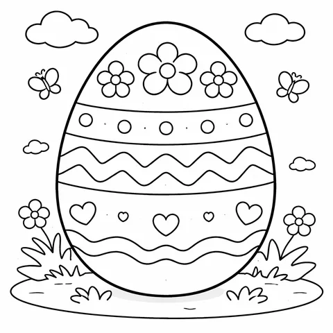 Easter Egg, printable black and white coloring page