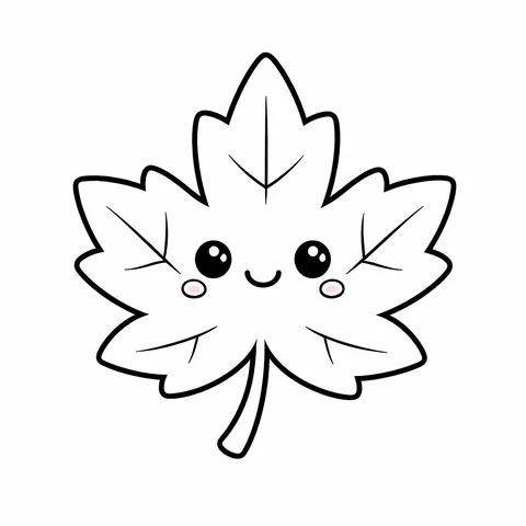 Fall Leaf, printable black and white coloring page