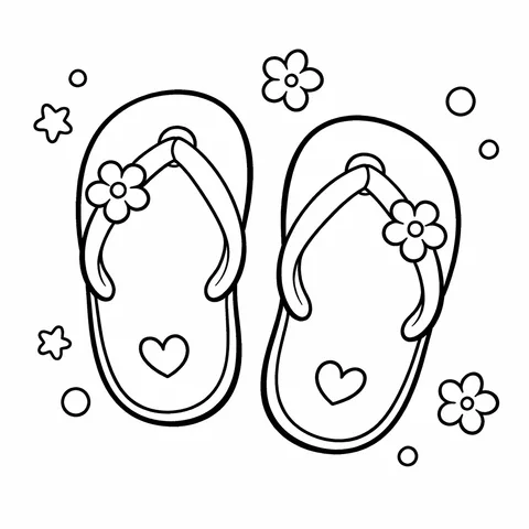 Flip Flops, printable black and white coloring page