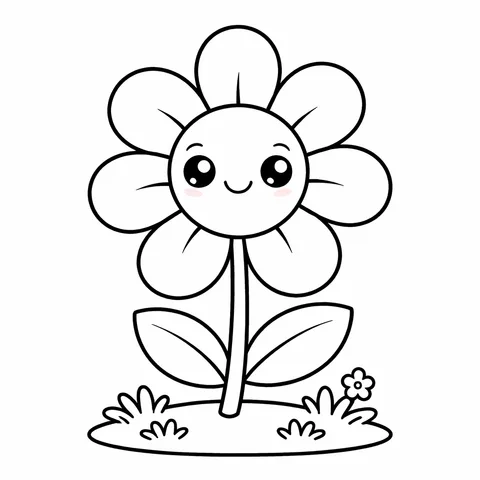 Flower, printable black and white coloring page