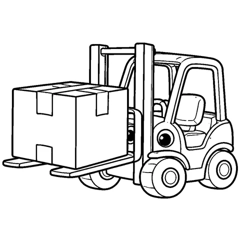 Kutulu Forklift, yazdırılabilir siyah beyaz boyama sayfası