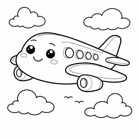 Friendly Airliner, printable black and white coloring page