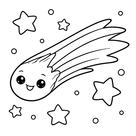 Friendly Comet, printable black and white coloring page