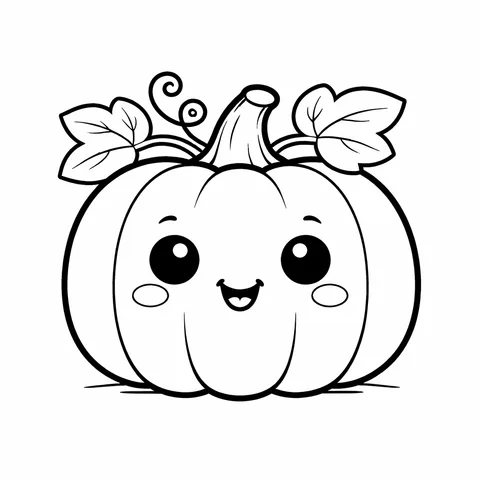 Friendly Pumpkin, printable black and white coloring page