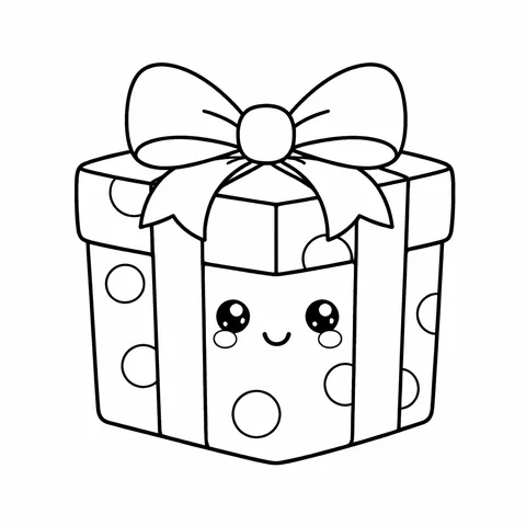 Gift Box, printable black and white coloring page