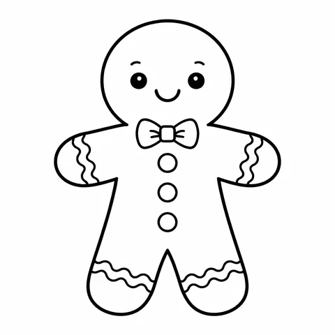 Gingerbread Man, printable black and white coloring page