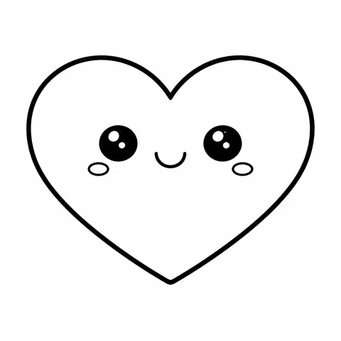 Heart Shape, printable black and white coloring page