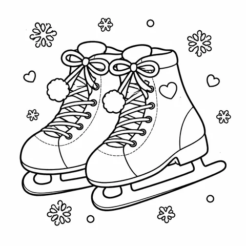 Ice Skates, printable black and white coloring page