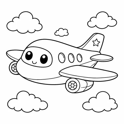 Jet Plane, printable black and white coloring page