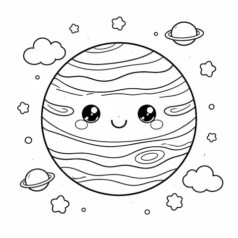 Jupiter, printable black and white coloring page