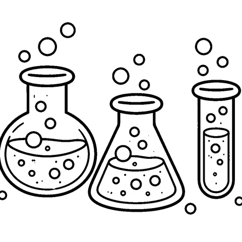 Friendly Beakers, printable black and white coloring page