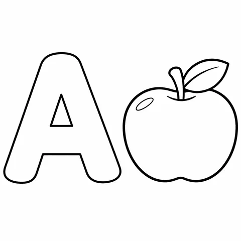 Letter A, printable black and white coloring page