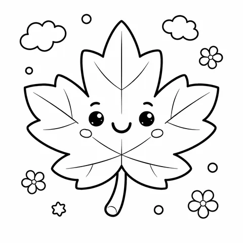 Maple Leaf, printable black and white coloring page