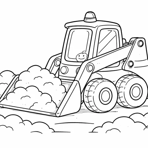 Mini Loader Snow, printable black and white coloring page