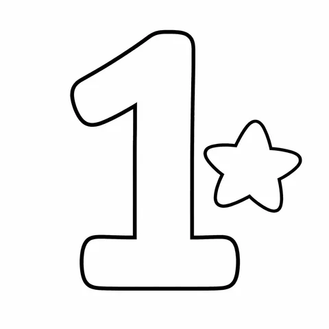 Number 1, printable black and white coloring page