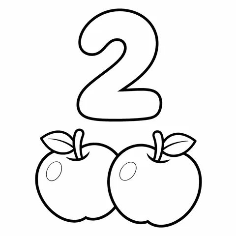 Number 2, printable black and white coloring page