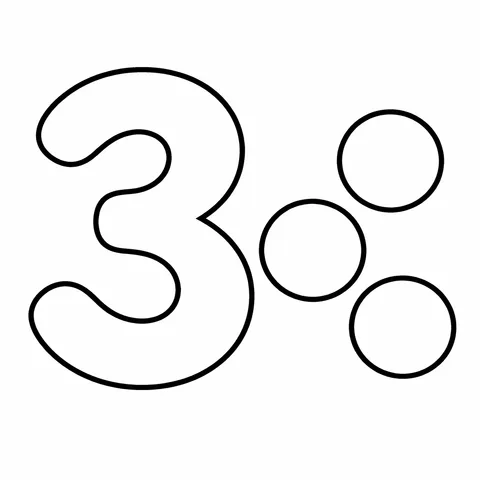 Number 3, printable black and white coloring page